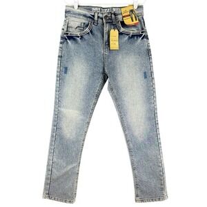 NWT 1738‎ Dynasty Men's Stretch Silver Haze Denim Jeans Size 28x31 Relaxed Fit